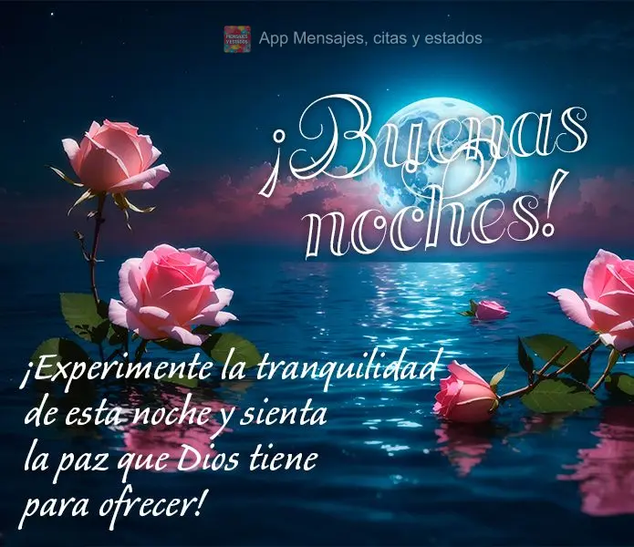 ¡Experimente la tranquilidad de esta noche y sienta la paz que Dios tiene para ofrecer! ¡Buenas noches!