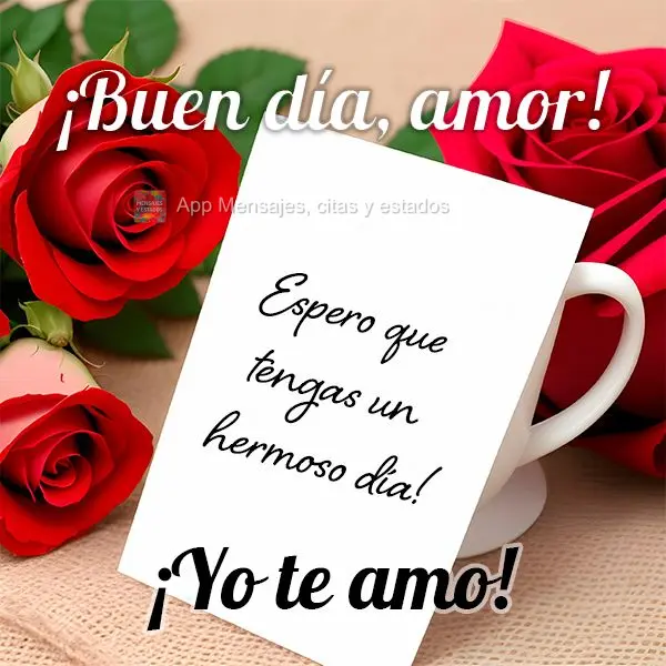 Bom dia Amor! Espero que você tenha um lindo dia! Eu te Amo!