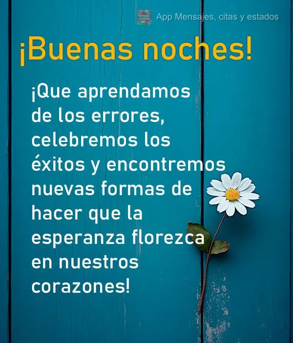 Que possamos aprender com os erros, comemorar com os acertos e encontrar novos jeitos de fazer florescer a esperança em nosso coração! Boa noite!