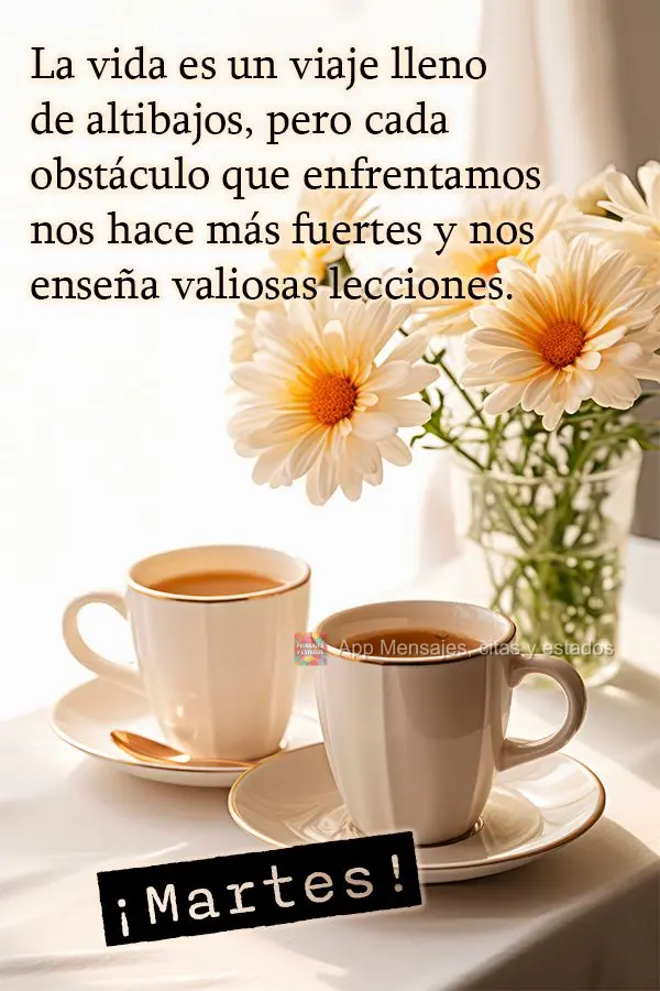 La vida es un viaje lleno de altibajos, pero cada obstáculo que enfrentamos nos hace más fuertes y nos enseña valiosas lecciones. ¡Martes!