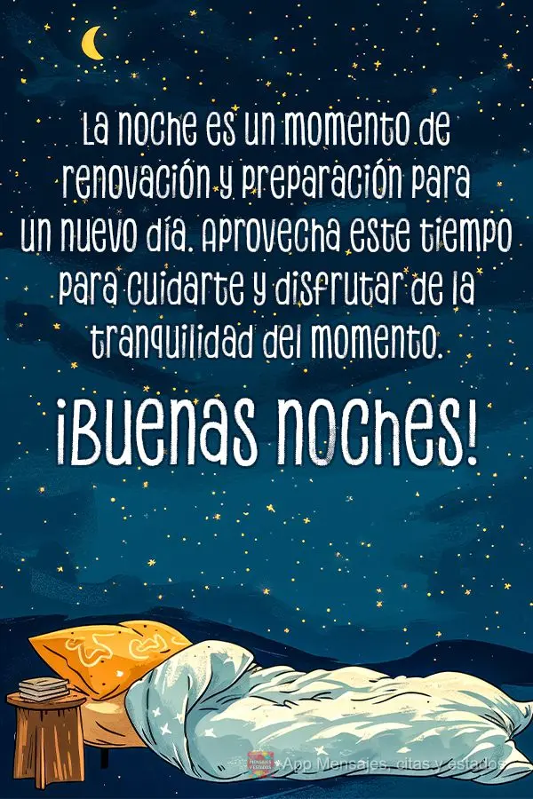 A noite é um momento de renovação e de preparação para um novo dia. Aproveite esse tempo para cuidar de si e desfrutar da tranquilidade do momento. ...