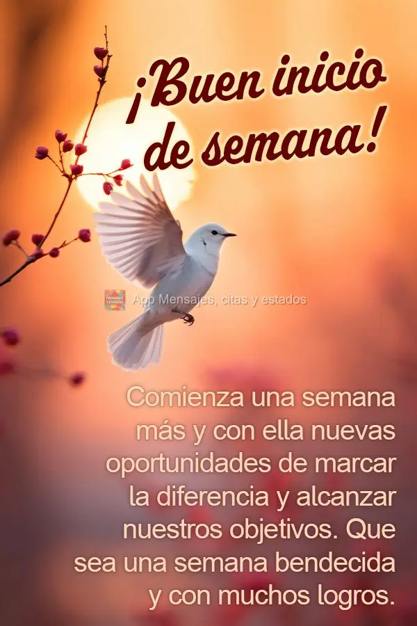 Comienza una semana más y con ella nuevas oportunidades de marcar la diferencia y alcanzar nuestros objetivos. Que sea una semana bendecida y con muchos...