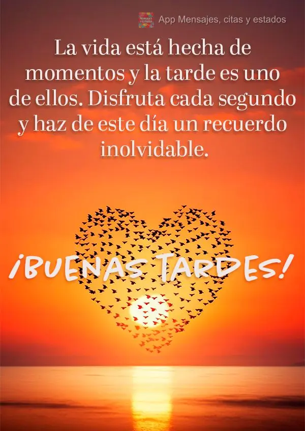 A vida é feita de momentos e a tarde é um deles. Aproveite cada segundo e faça deste dia uma lembrança inesquecível. Boa tarde!