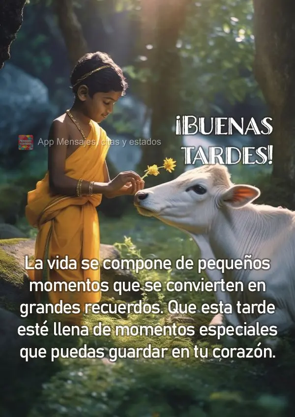 La vida se compone de pequeños momentos que se convierten en grandes recuerdos. Que esta tarde esté llena de momentos especiales que puedas guardar en ...