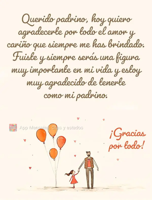 Querido padrino, hoy quiero agradecerte por todo el amor y cariño que siempre me has brindado. Fuiste y siempre serás una figura muy importante en mi v...