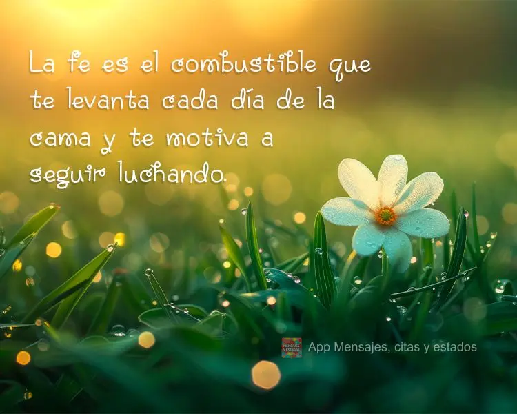 La fe es el combustible que te levanta cada día de la cama y te motiva a seguir luchando.