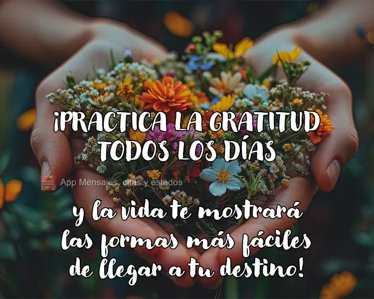 ¡Practica la gratitud todos los días y la vida te mostrará las formas más fáciles de llegar a tu destino!