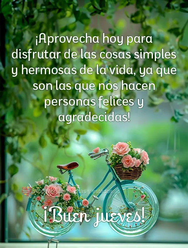 ¡Aprovecha hoy para disfrutar de las cosas simples y hermosas de la vida, ya que son las que nos hacen personas felices y agradecidas! ¡Buen jueves!