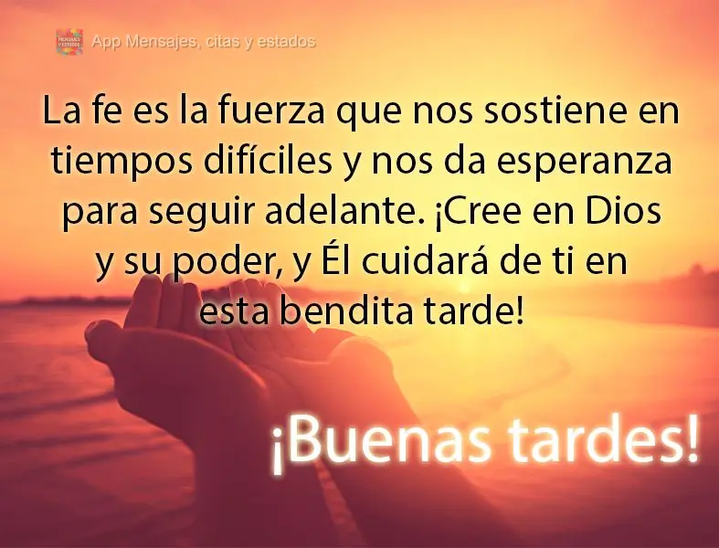 La fe es la fuerza que nos sostiene en tiempos difíciles y nos da esperanza para seguir adelante. ¡Cree en Dios y su poder, y Él cuidará de ti en est...