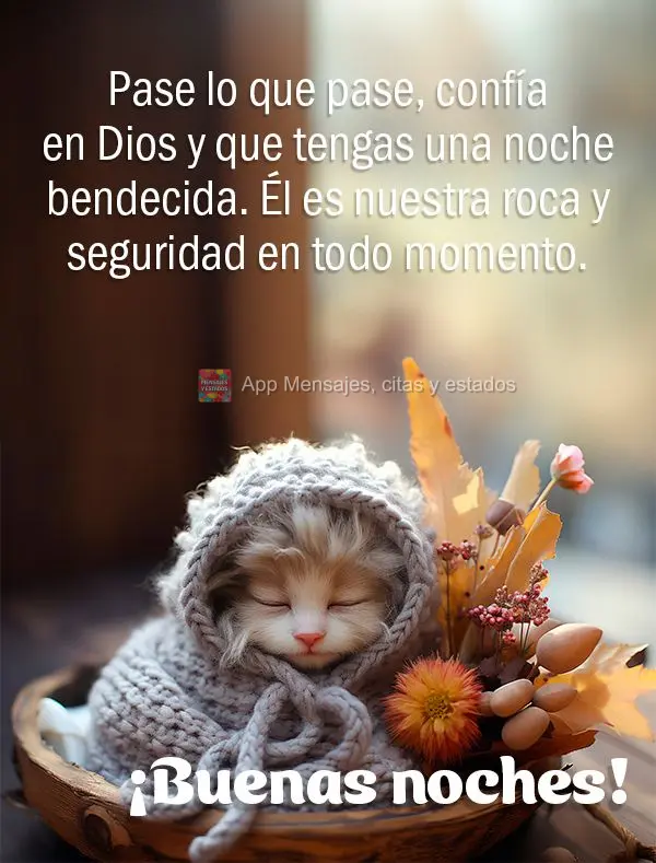 Não importa o que aconteça, confie em Deus e tenha uma noite abençoada. Ele é a nossa rocha e segurança em todos os momentos. Boa noite!