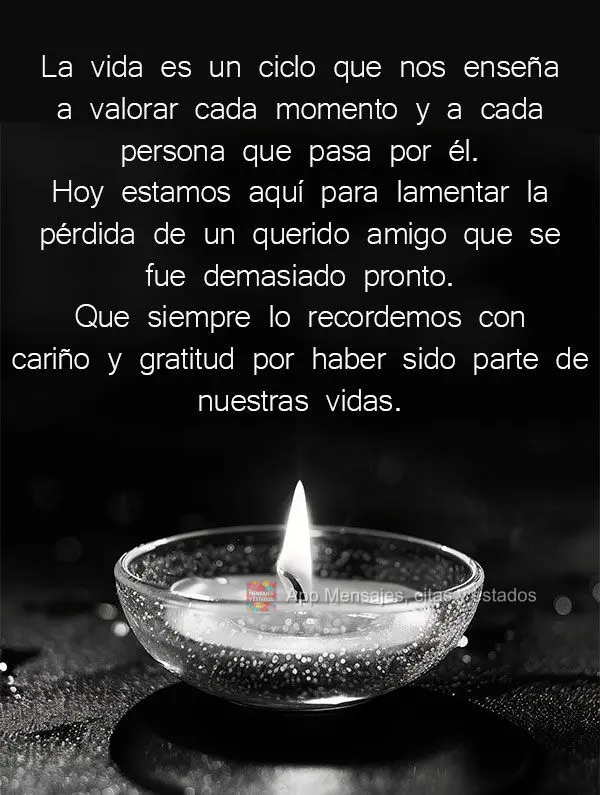 La vida es un ciclo que nos enseña a valorar cada momento y a cada persona que pasa por él. Hoy estamos aquí para lamentar la pérdida de un querido a...