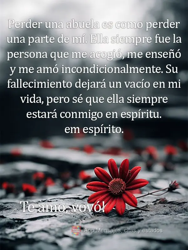 Perder una abuela es como perder una parte de mí. Ella siempre fue la persona que me acogió, me enseñó y me amó incondicionalmente. Su fallecimiento...