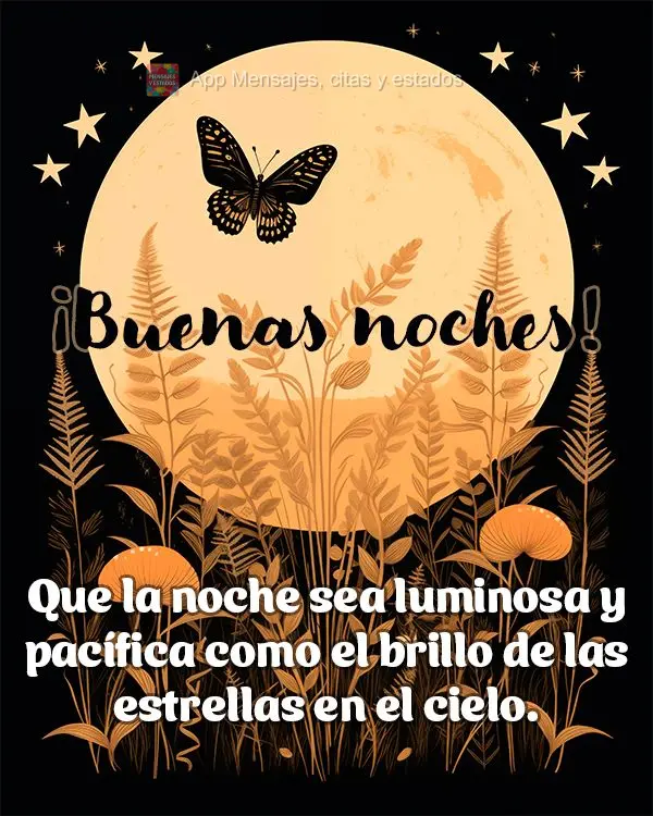 Que la noche sea luminosa y pacífica como el brillo de las estrellas en el cielo. ¡Buenas noches!