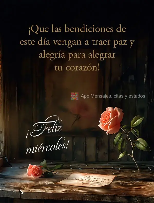 ¡Que las bendiciones de este día vengan a traer paz y alegría para alegrar tu corazón! ¡Feliz miércoles!