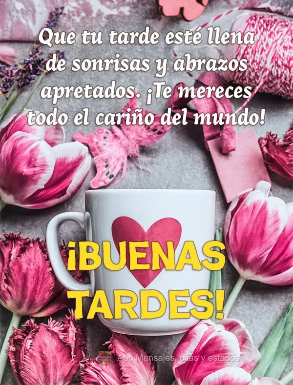 Que a sua tarde seja repleta de sorrisos e abraços apertados. Você merece todo o carinho do mundo! Boa tarde!