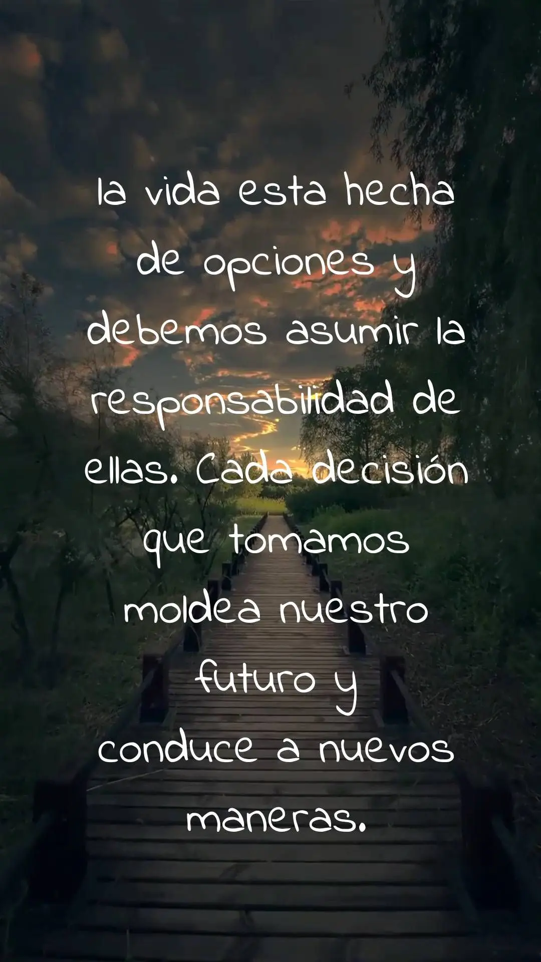 A vida é feita 
de escolhas e devemos assumir a responsabilidade por elas. Cada decisão tomada molda o nosso futuro e nos 
leva a novos 
caminhos. ...