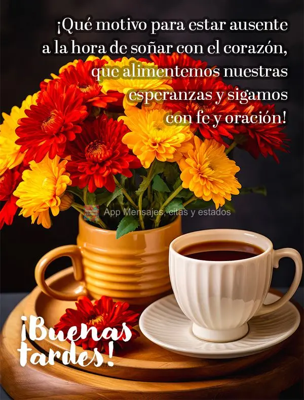 Que razão se ausente quando for pra sonhar com o coração, que possamos alimentas nossas esperanças e continuar com fé e oração! Boa tarde!