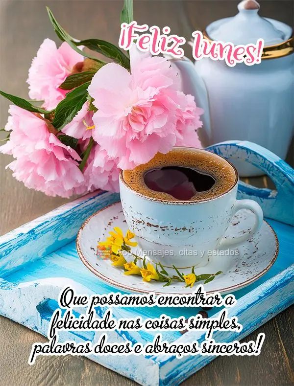 Que possamos encontrar a felicidade nas coisas simples, palavras doces e abraços sinceros! Feliz Segunda-feira!