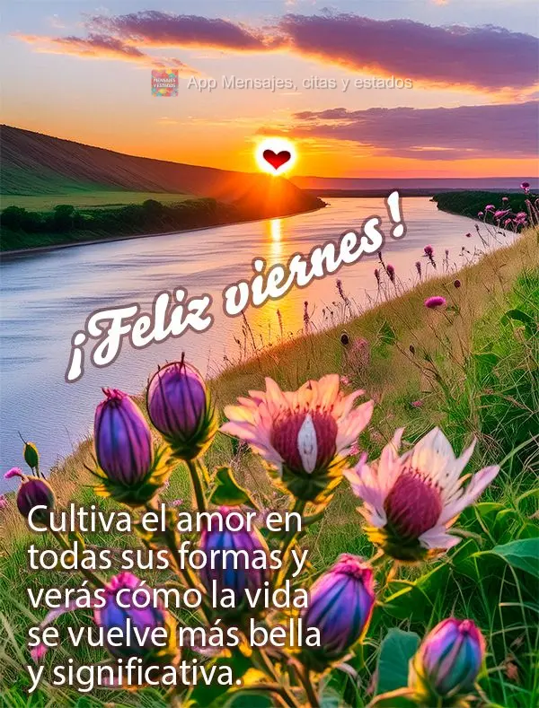 Cultive o amor em todas as suas formas e verá como a vida se torna mais bonita e significativa. Feliz Sexta-feira!