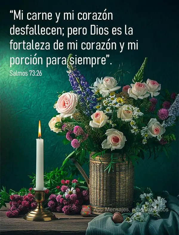 “Mi carne y mi corazón desfallecen; pero Dios es la fortaleza de mi corazón y mi porción para siempre”. Salmos 73:26