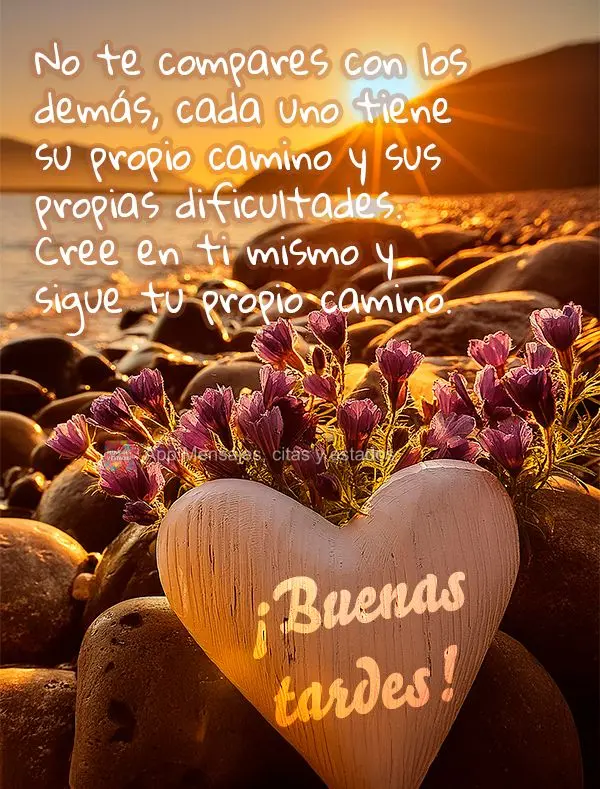 Não se compare com os outros, pois cada um tem sua própria jornada e suas próprias dificuldades. Acredite em si mesmo e siga o seu próprio caminho. B...