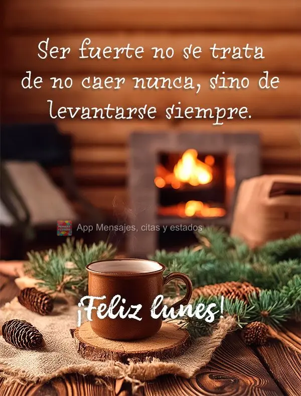 Ser fuerte no se trata de no caer nunca, sino de levantarse siempre. ¡Feliz lunes!