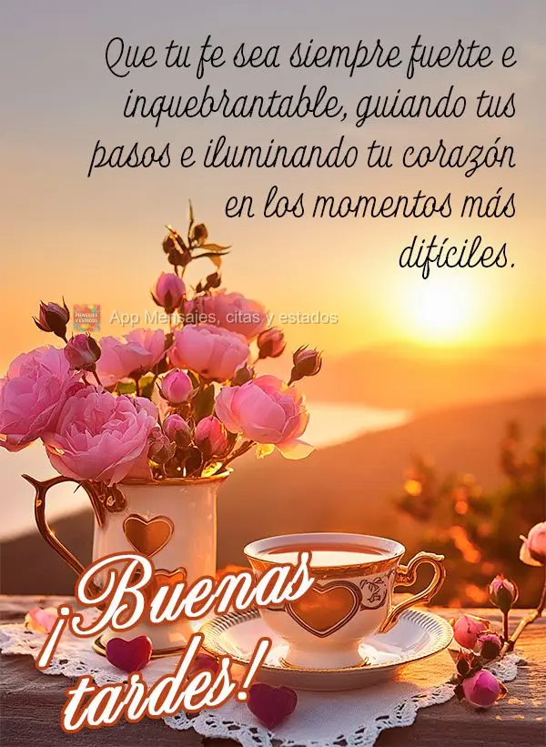 Que a sua fé seja sempre forte e inabalável, guiando seus passos e iluminando seu coração nos momentos mais difíceis. Boa tarde!