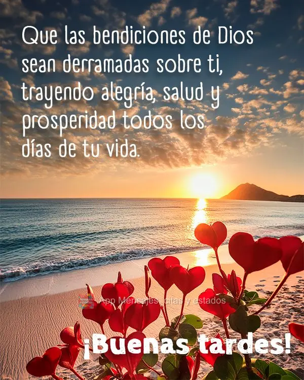 Que as bênçãos de Deus sejam derramadas sobre você, trazendo alegria, saúde e prosperidade em todos os dias da sua vida. Boa tarde!