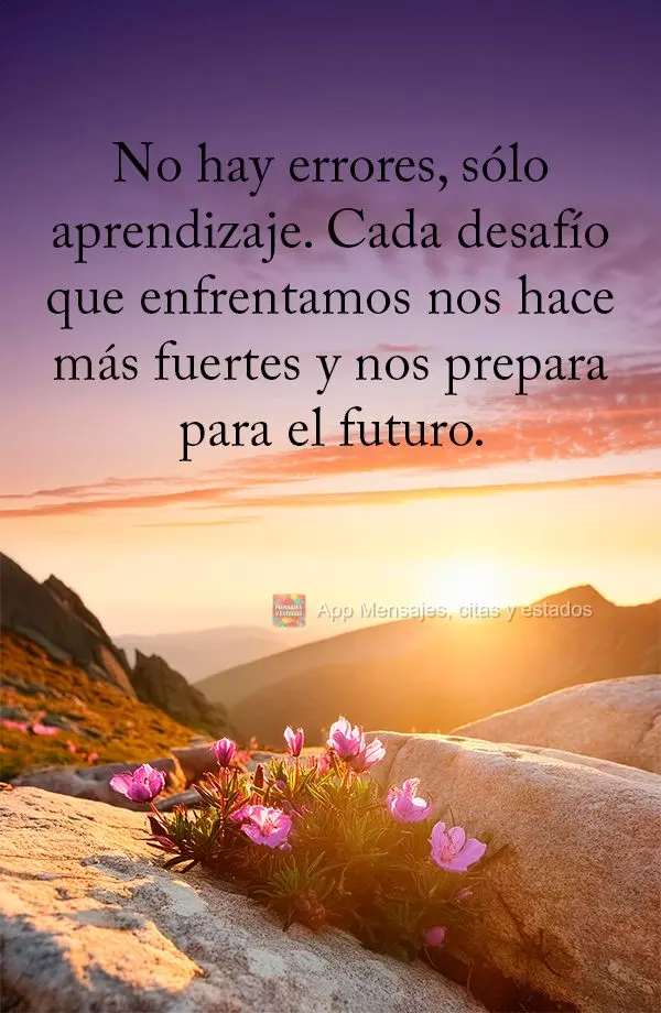 No hay errores, sólo aprendizaje. Cada desafío que enfrentamos nos hace más fuertes y nos prepara para el futuro.