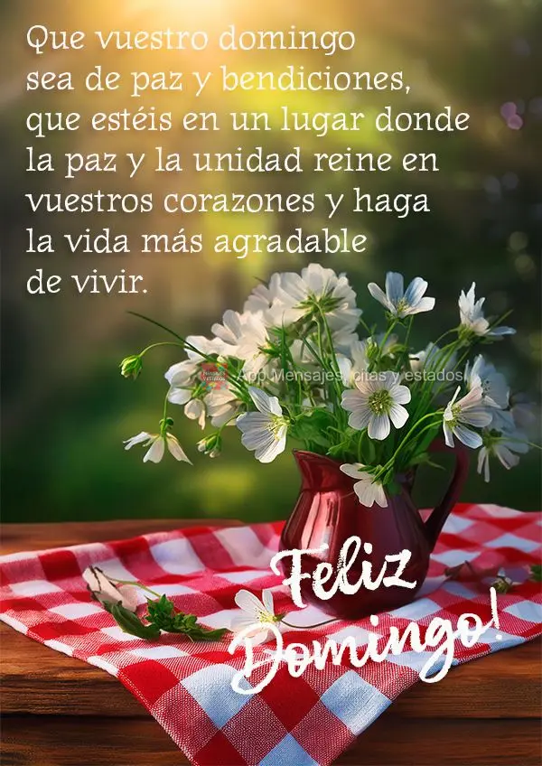 Que vuestro domingo sea de paz y bendiciones, que estéis en un lugar donde la paz y la unidad reine en vuestros corazones y haga la vida más agradable ...