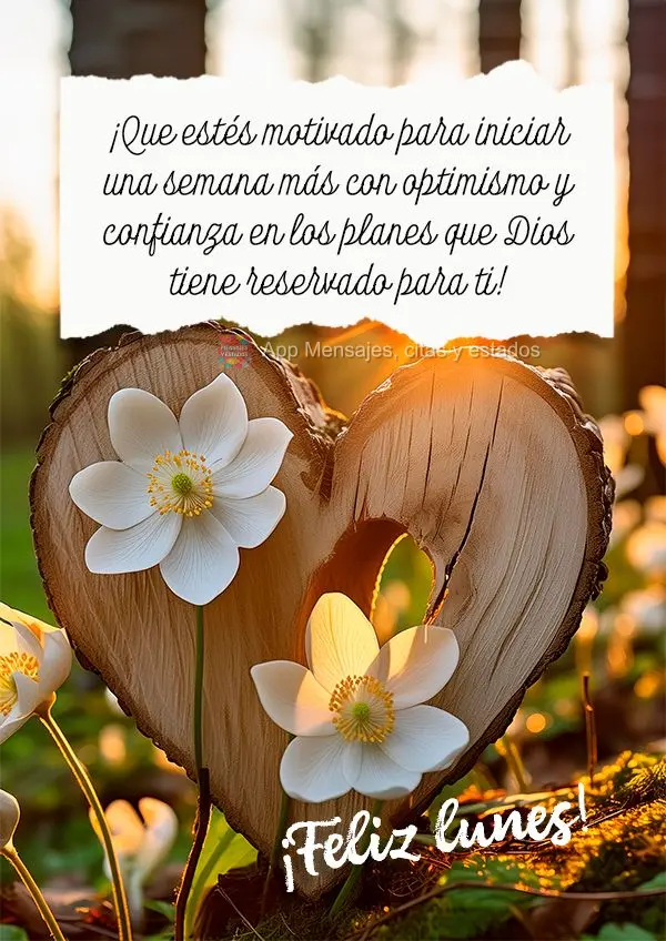 ¡Que estés motivado para iniciar una semana más con optimismo y confianza en los planes que Dios tiene reservado para ti! ¡Feliz lunes!