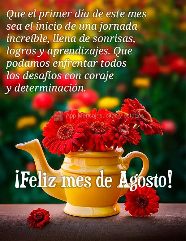 Que el primer día de este mes sea el inicio de una jornada increíble, llena de sonrisas, logros y aprendizajes. Que podamos enfrentar todos los desafí...