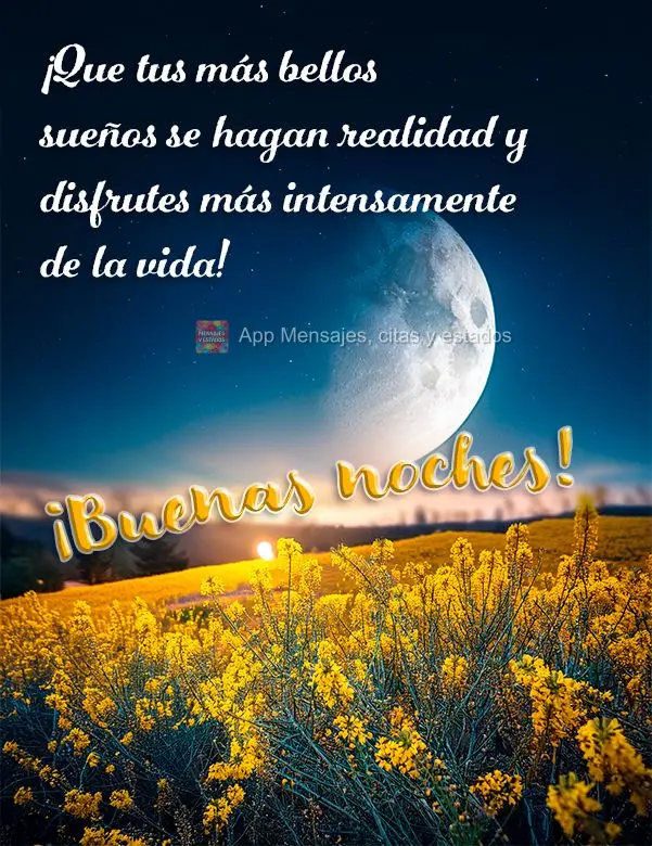 Que possa se realizar os seus sonhos mais lindos e aproveitar a vida com mais intensidade! Boa noite!