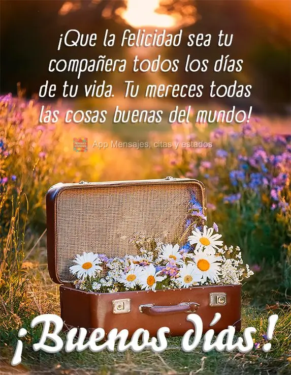 Que a felicidade seja sua companheira em todos os dias da sua vida. Você merece todas as coisas boas do mundo! Bom dia!