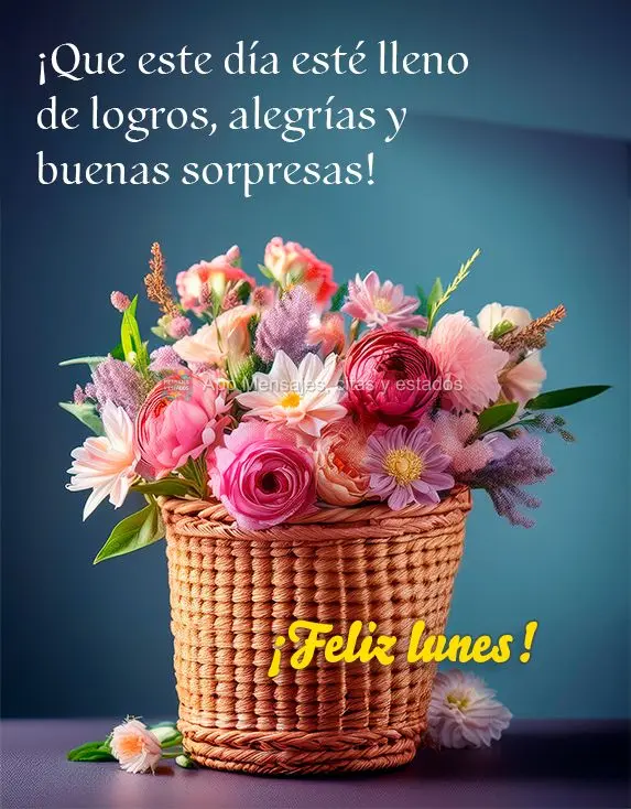¡Que este día esté lleno de logros, alegrías y buenas sorpresas! ¡Feliz lunes!