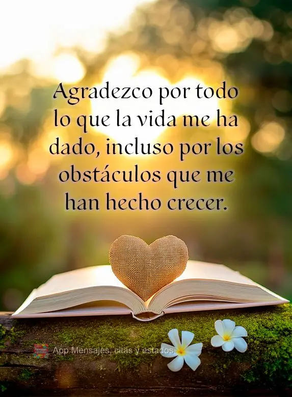 Agradezco por todo lo que la vida me ha dado, incluso por los obstáculos que me han hecho crecer.