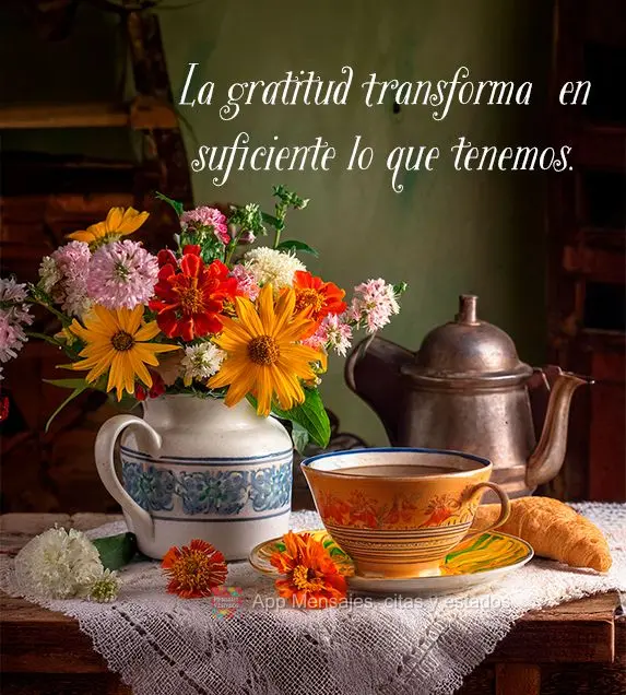 La gratitud transforma  en suficiente lo que tenemos.
