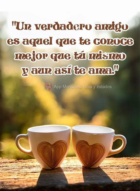 "Un verdadero amigo es aquel que te conoce mejor que tú mismo y aun así te ama."