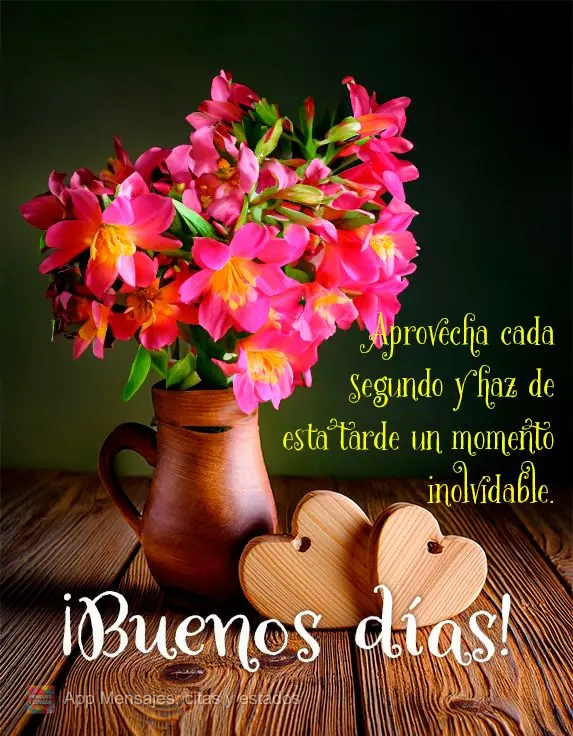 Aproveite cada segundo e faça dessa tarde um momento inesquecível." Boa tarde!