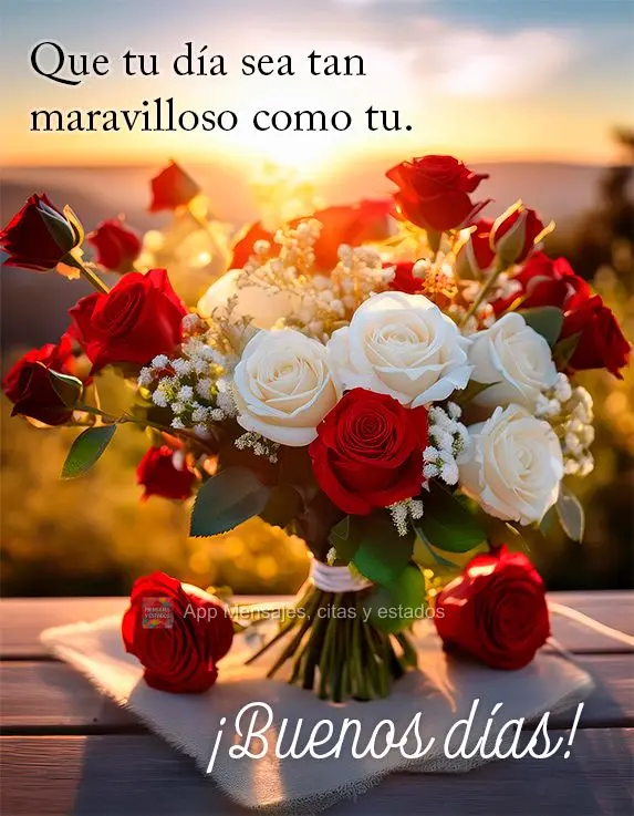 Que tu día sea tan maravilloso como tu. ¡Buenos días!