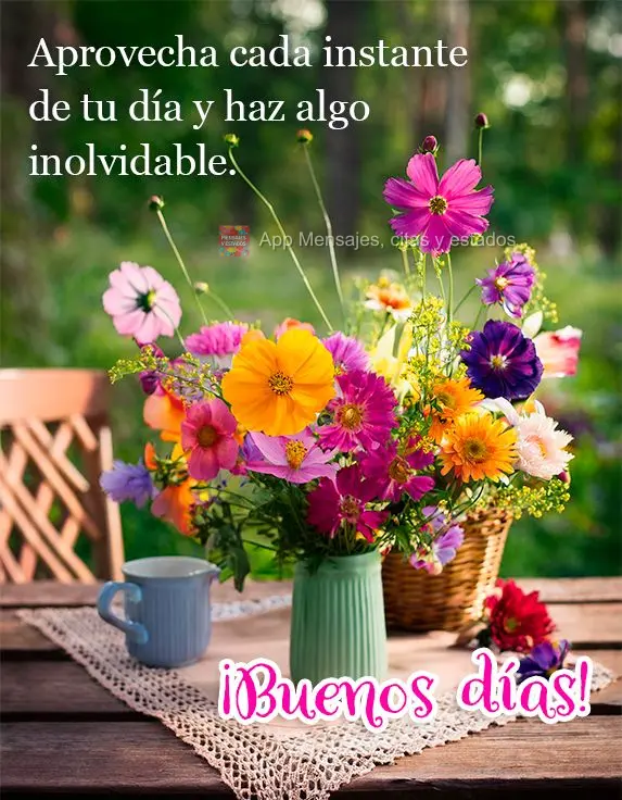 Aproveite cada instante do seu dia e faça dele algo inesquecível. Bom dia!