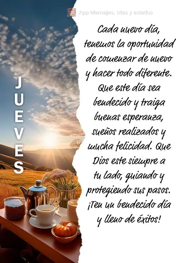 Cada nuevo día, tenemos la oportunidad de comenzar de nuevo y hacer todo diferente. Que este día sea bendecido y traiga buenas esperanza, sueños reali...