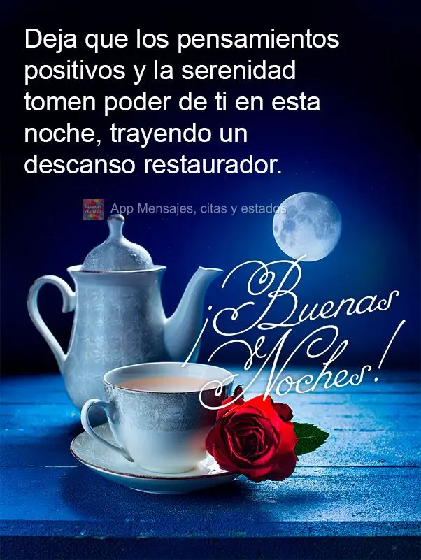 Deixe que os pensamentos positivos e a serenidade tomem conta de você nesta noite, trazendo um descanso restaurador. Boa noite!