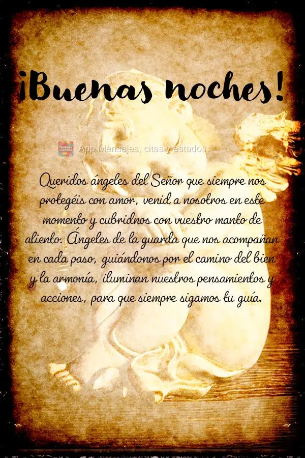 Queridos anjos do Senhor, Que sempre nos protegem com amor, Venham até nós neste momento, E nos cubram com seu manto de alento. Anjos da guarda, que no...