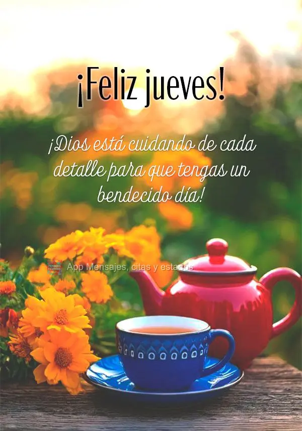 ¡Dios está cuidando de cada detalle para que tengas un bendecido día! ¡Feliz jueves!