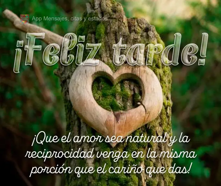 ¡Que el amor sea natural y la reciprocidad venga en la misma porción que el cariño que das! ¡Feliz tarde!