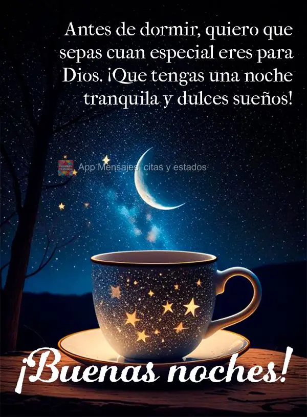 Antes de dormir, quero que saiba o quanto você é especial para Deus. Tenha uma noite tranquila e bom sonhos! Boa noite!