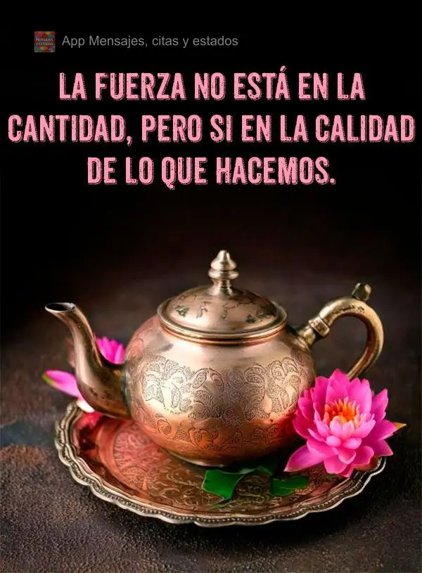 La fuerza no está en la cantidad, pero si en la calidad de lo que hacemos.