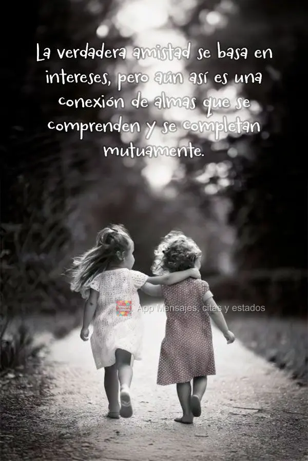 A verdadeira amizade não se baseia em interesses, mas sim em uma conexão de almas, que se compreendem e se completam mutuamente.