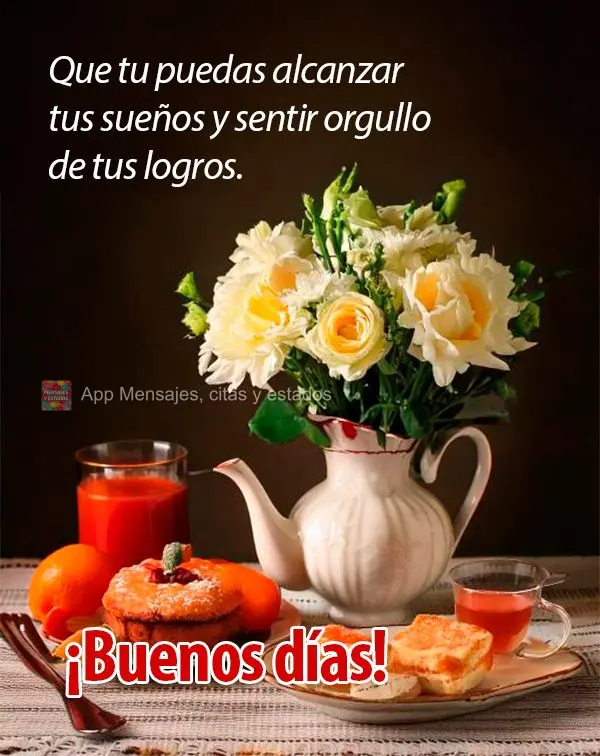 Que você possa realizar os seus sonhos e se sentir orgulho de suas conquistas. Bom dia! 